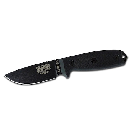 Esee Knives 2023 Esee 3Mil-P W/ Black G10 Handles, Black Sheath W/ Molle Back ESE-ESEE-3MIL-P-BLK